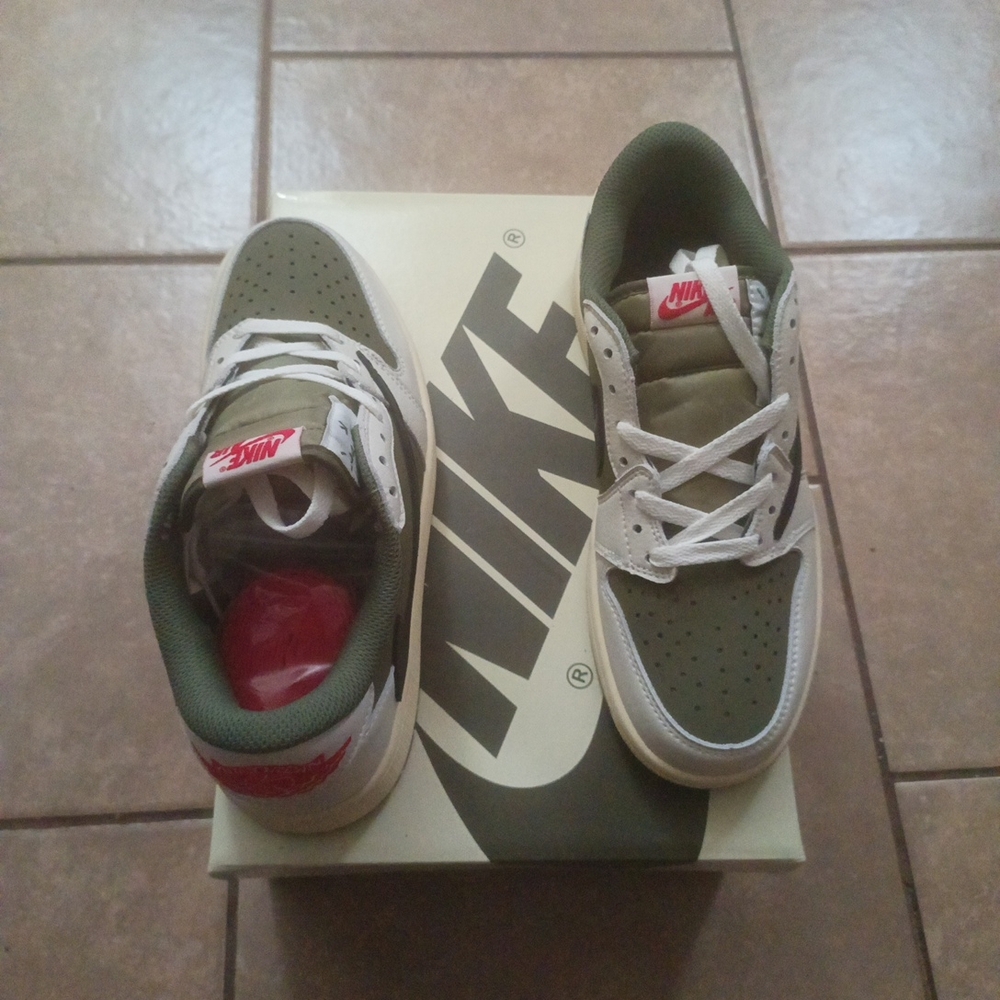 Nike Olive Green and White Sneakers
